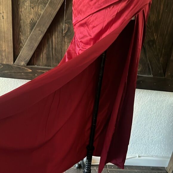 New Wedding dress Satin COWL NECK RED GOWN FRONT Split back lace up gown - Picture 4 of 13